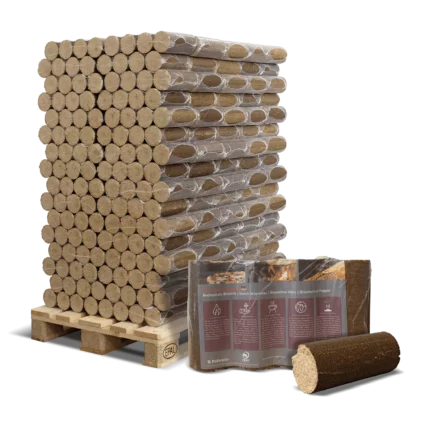 Premium Buchenholz Briketts 160 × 6 kg Hartholz Heizwert ≥ 5,0 kWh/ kg Asche : ≤ 0,9 %