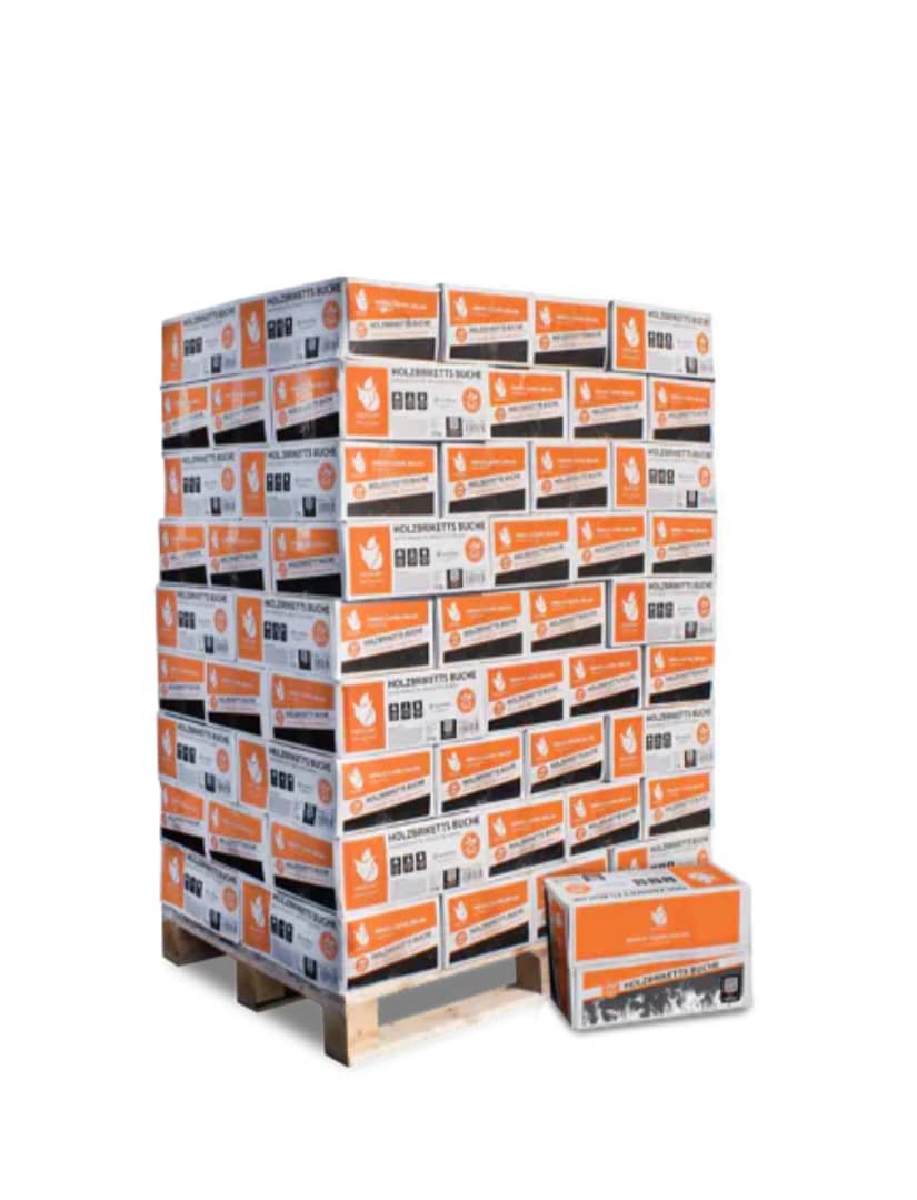BBQ- Buchenholzbriketts 54 × 18 kg Heizwert : ≥ 5,0 kWh/kg Asche : ≤ 1,0